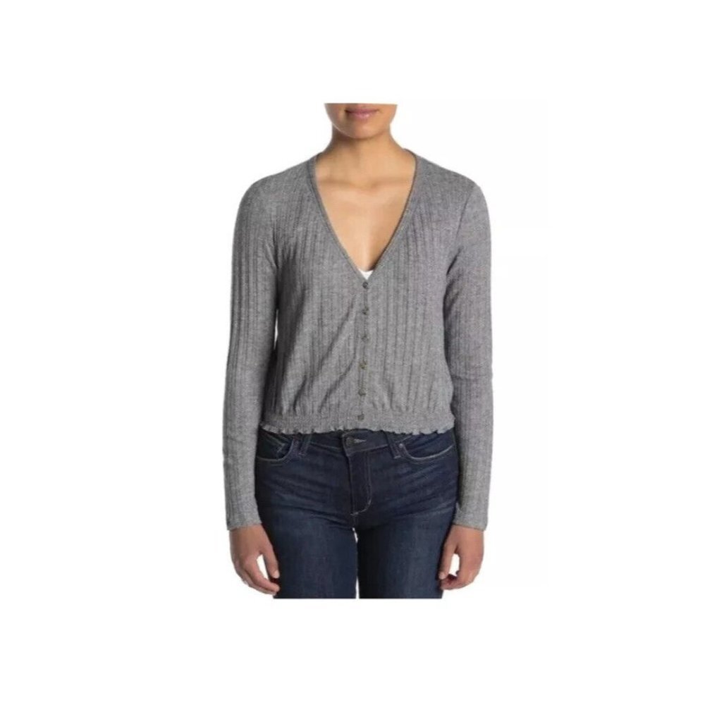 NWT‎ Women's Abound Pointelle Knit Crop Grey Sweater S